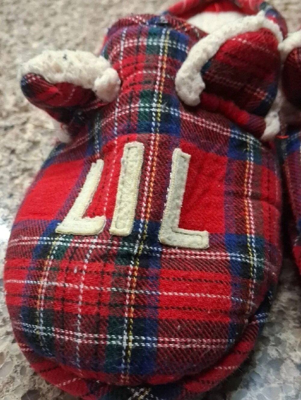Dearfoams Red Plaid 'Lil Bear' Cozy Slip-On Slippers